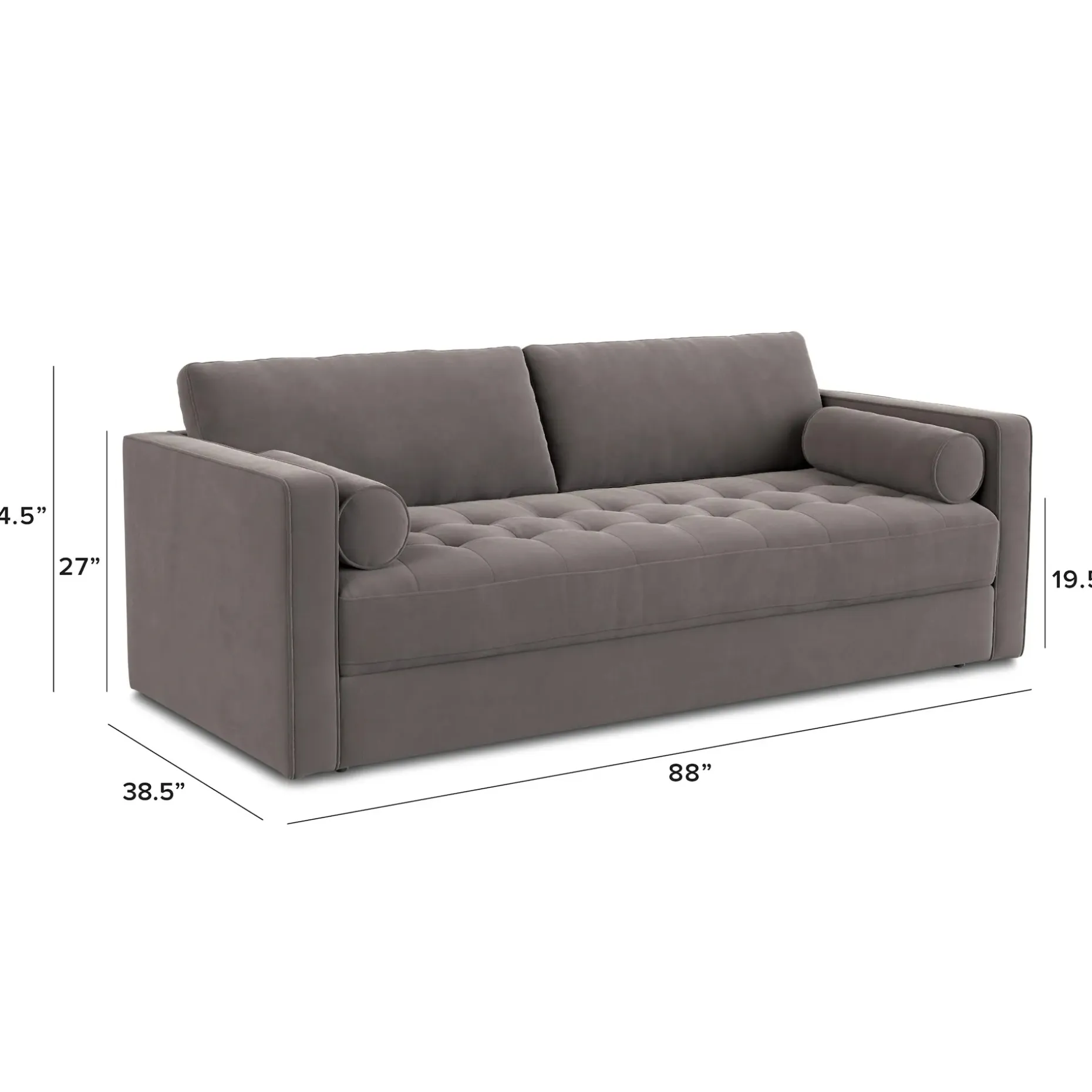 Sven 88" Tufted Velvet Sofa Bed - Hale Warm Gray