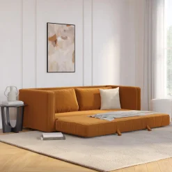 Sven 88" Tufted Velvet Sofa Bed - Plush Pacific Ginger