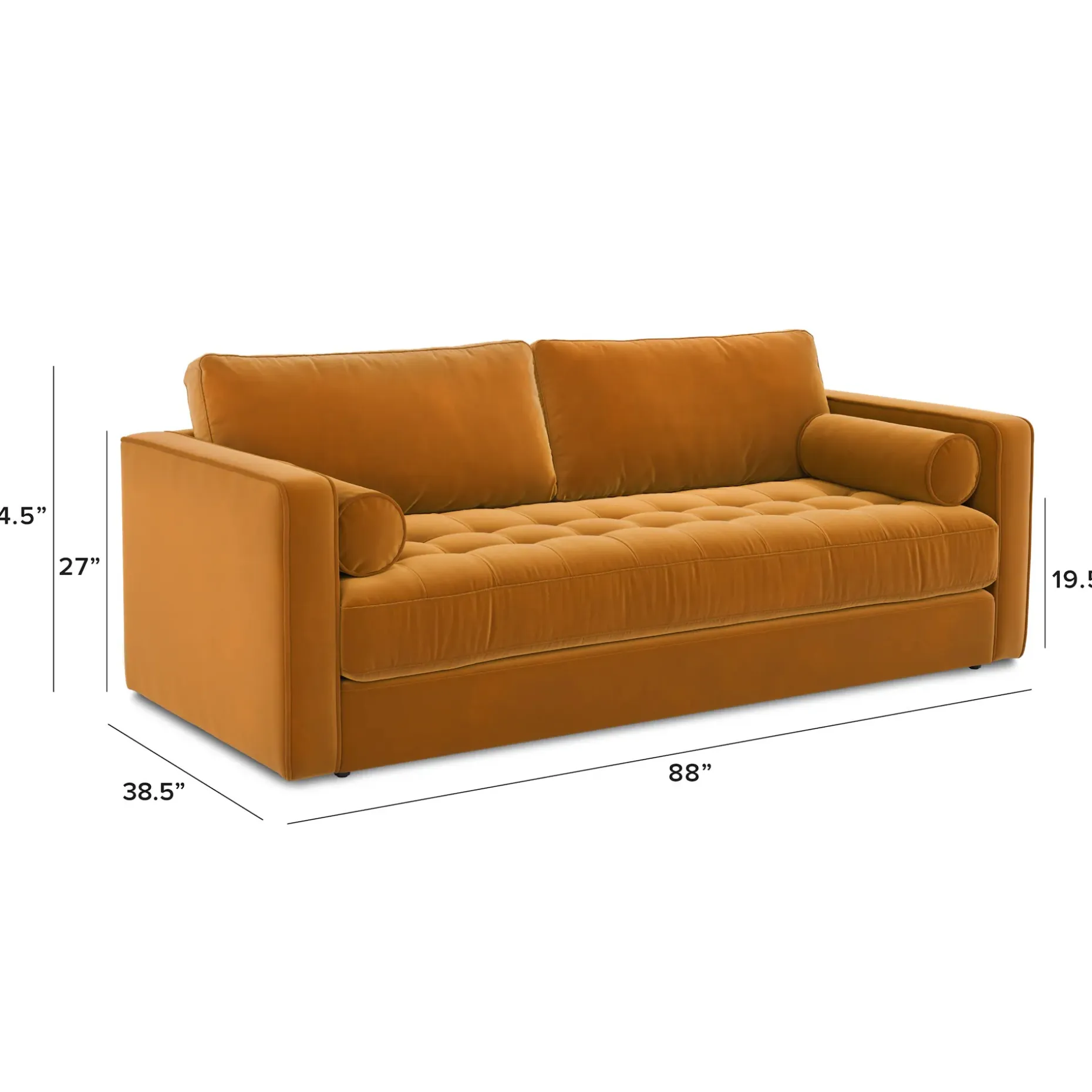 Sven 88" Tufted Velvet Sofa Bed - Plush Pacific Ginger