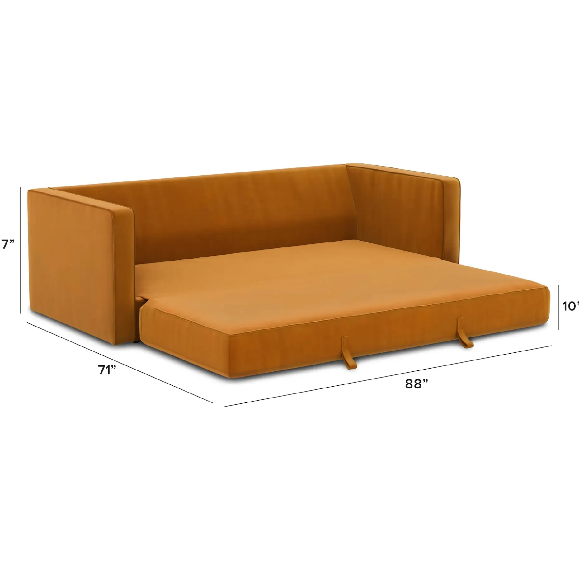 Sven 88" Tufted Velvet Sofa Bed - Plush Pacific Ginger