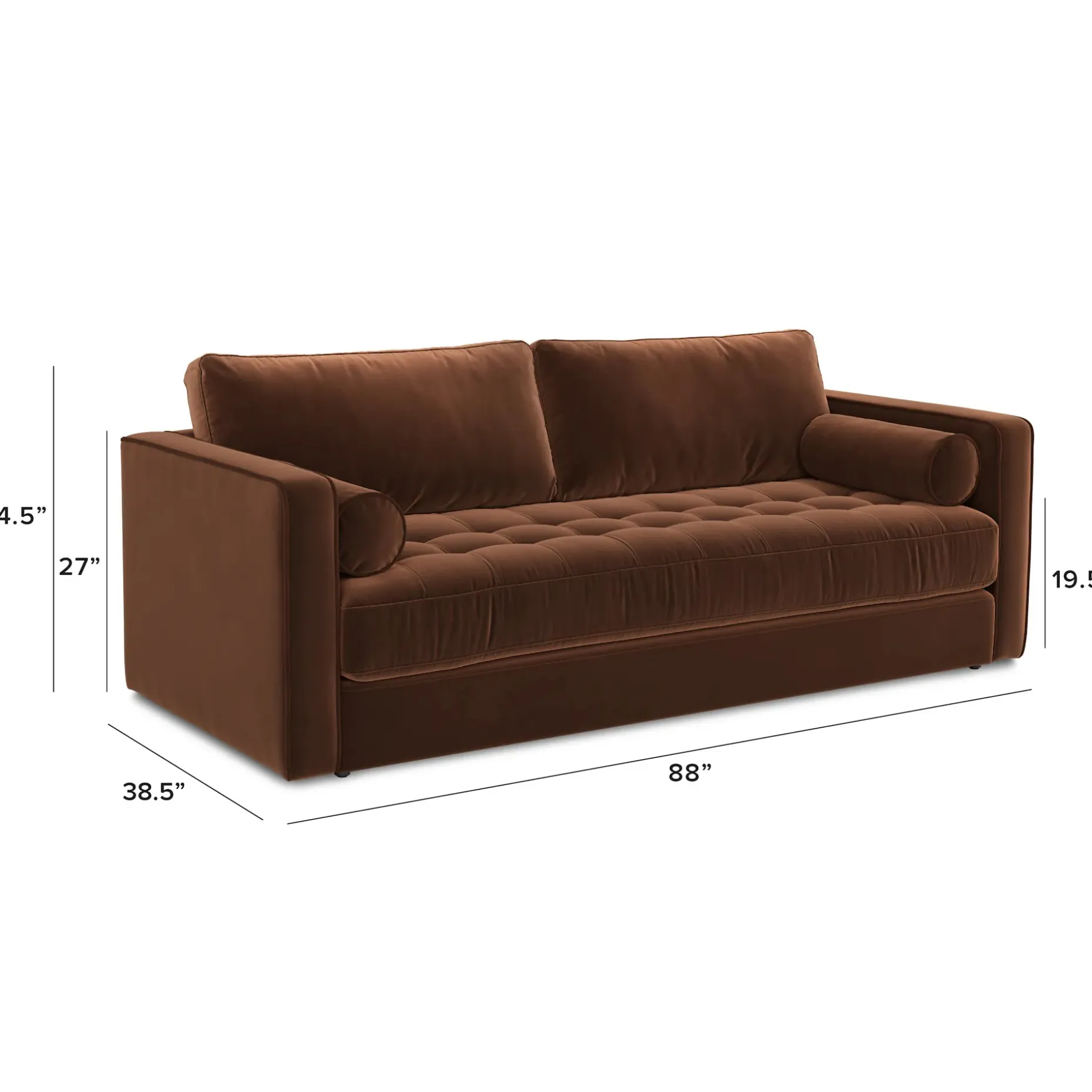 Sven 88" Tufted Velvet Sofa Bed - Plush Pacific Brown
