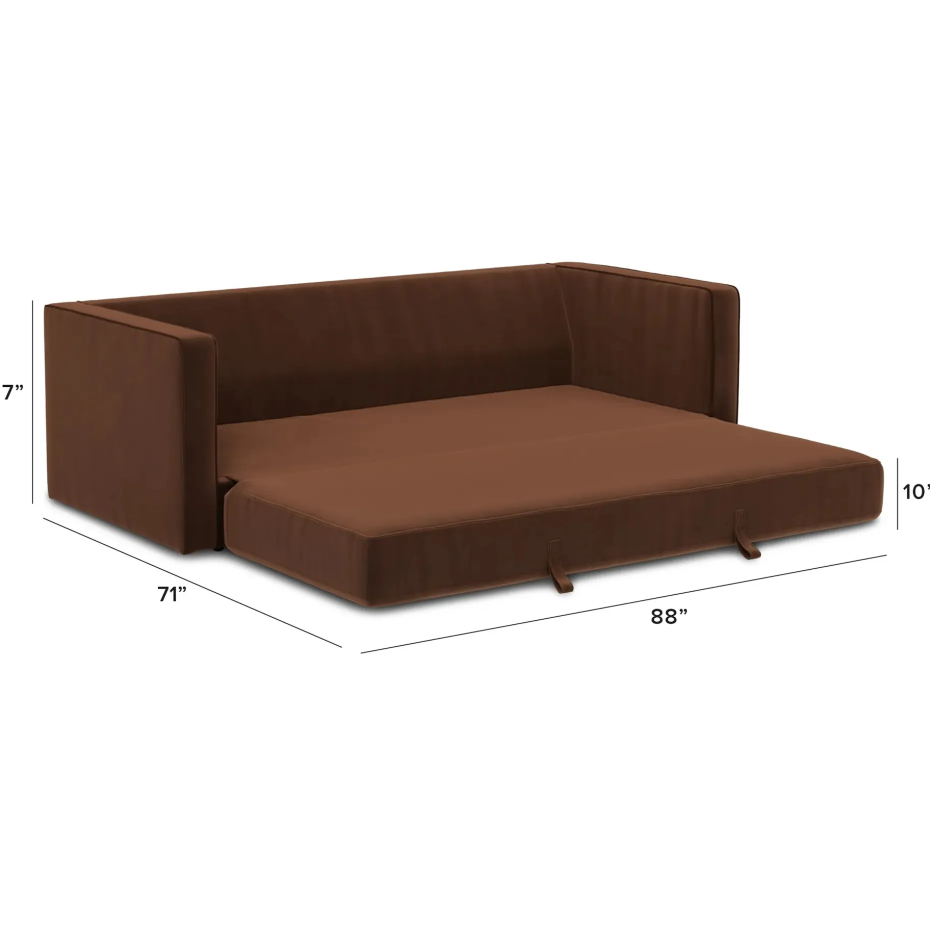 Sven 88" Tufted Velvet Sofa Bed - Plush Pacific Brown