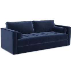 Sven 88" Tufted Velvet Sofa Bed - Plush Cascadia Blue