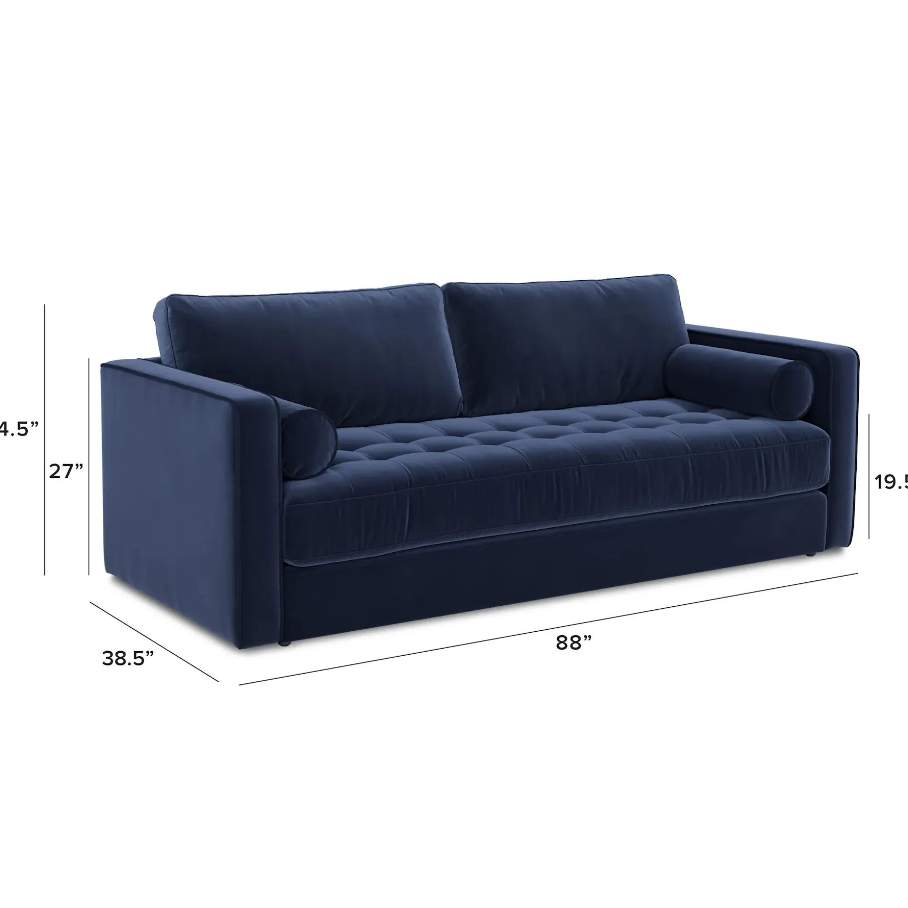 Sven 88" Tufted Velvet Sofa Bed - Plush Cascadia Blue
