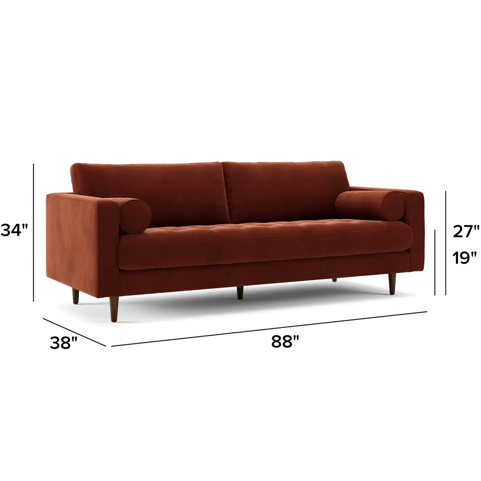 Sven 88" Tufted Velvet Sofa - Hale Rust