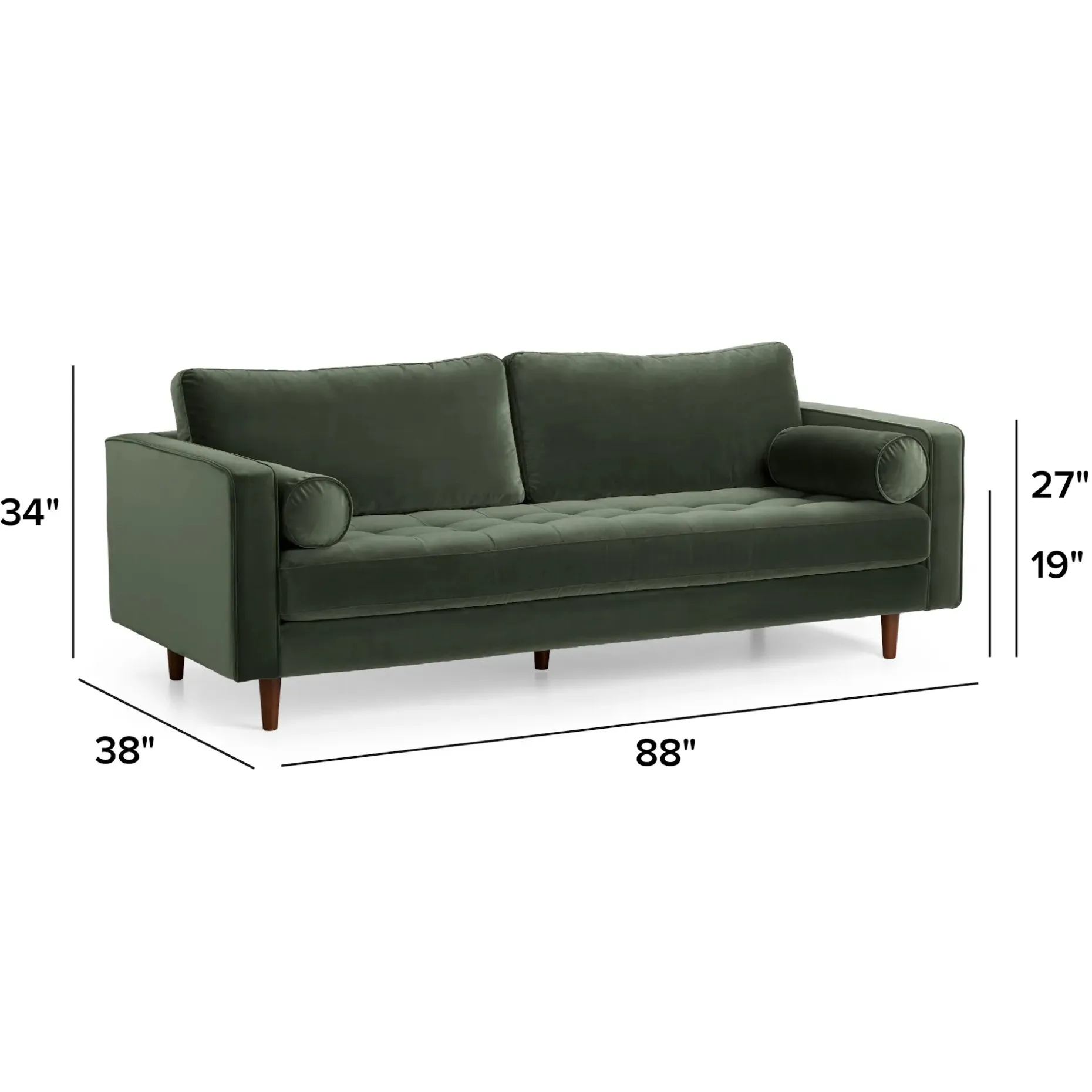 Sven 88" Tufted Velvet Sofa - Plush Pacific Green