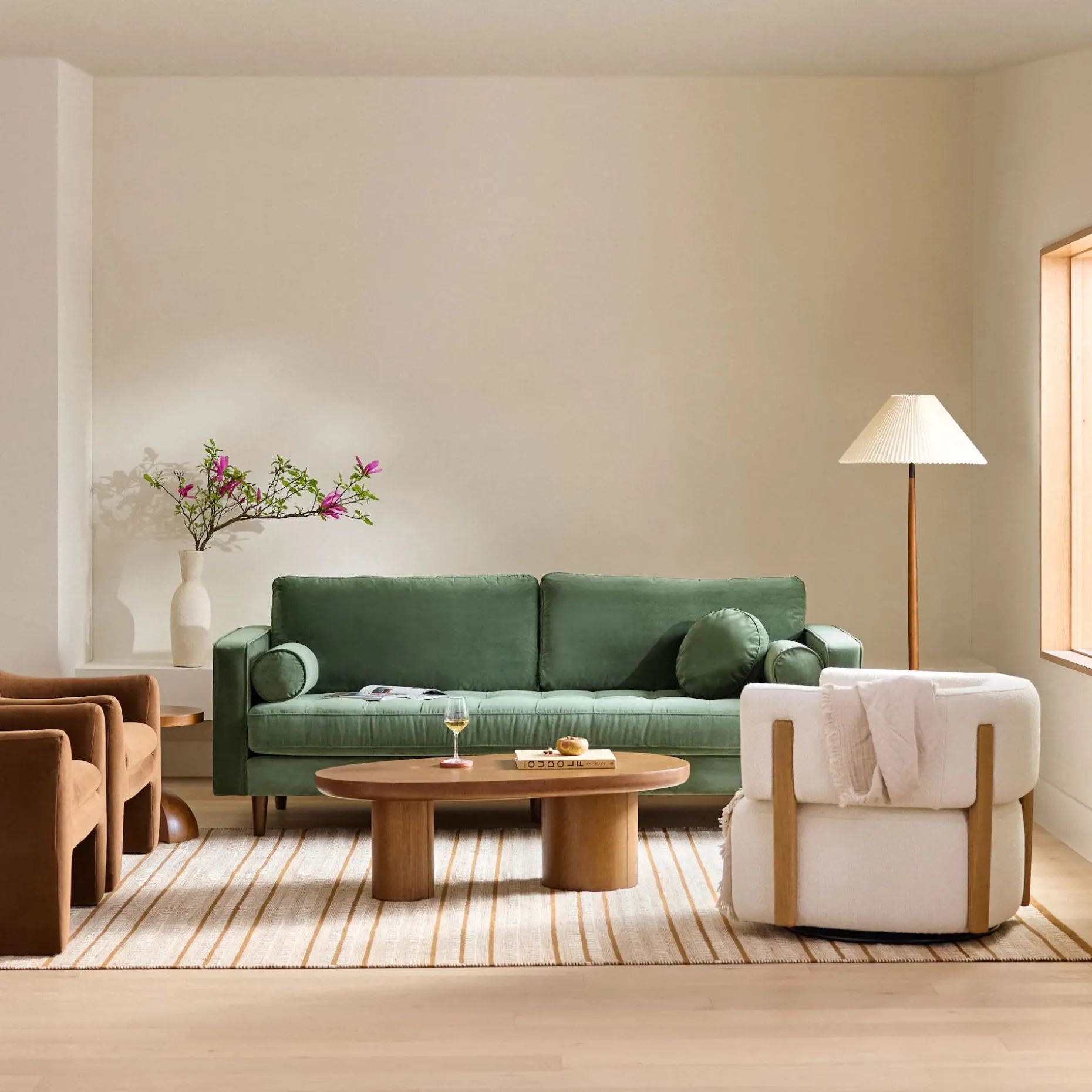 Sven 88" Tufted Velvet Sofa - Plush Pacific Green