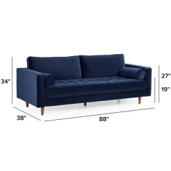 Sven 88" Tufted Velvet Sofa - Plush Cascadia Blue