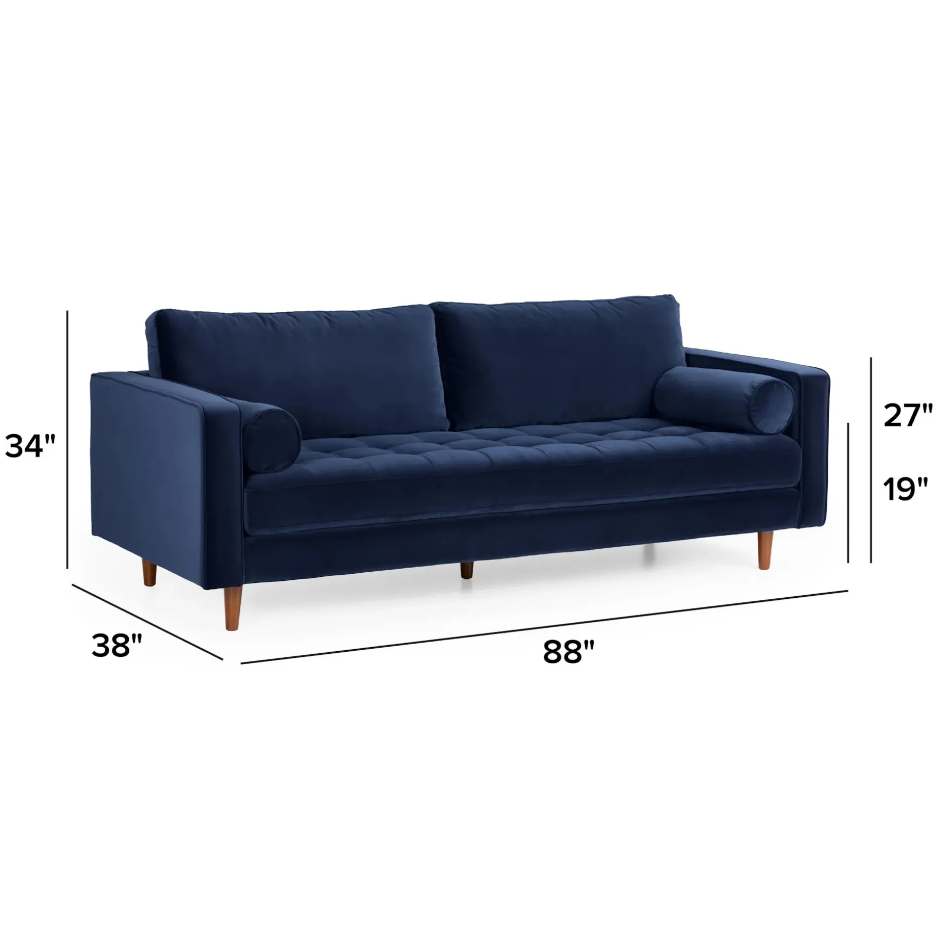 Sven 88" Tufted Velvet Sofa - Plush Cascadia Blue