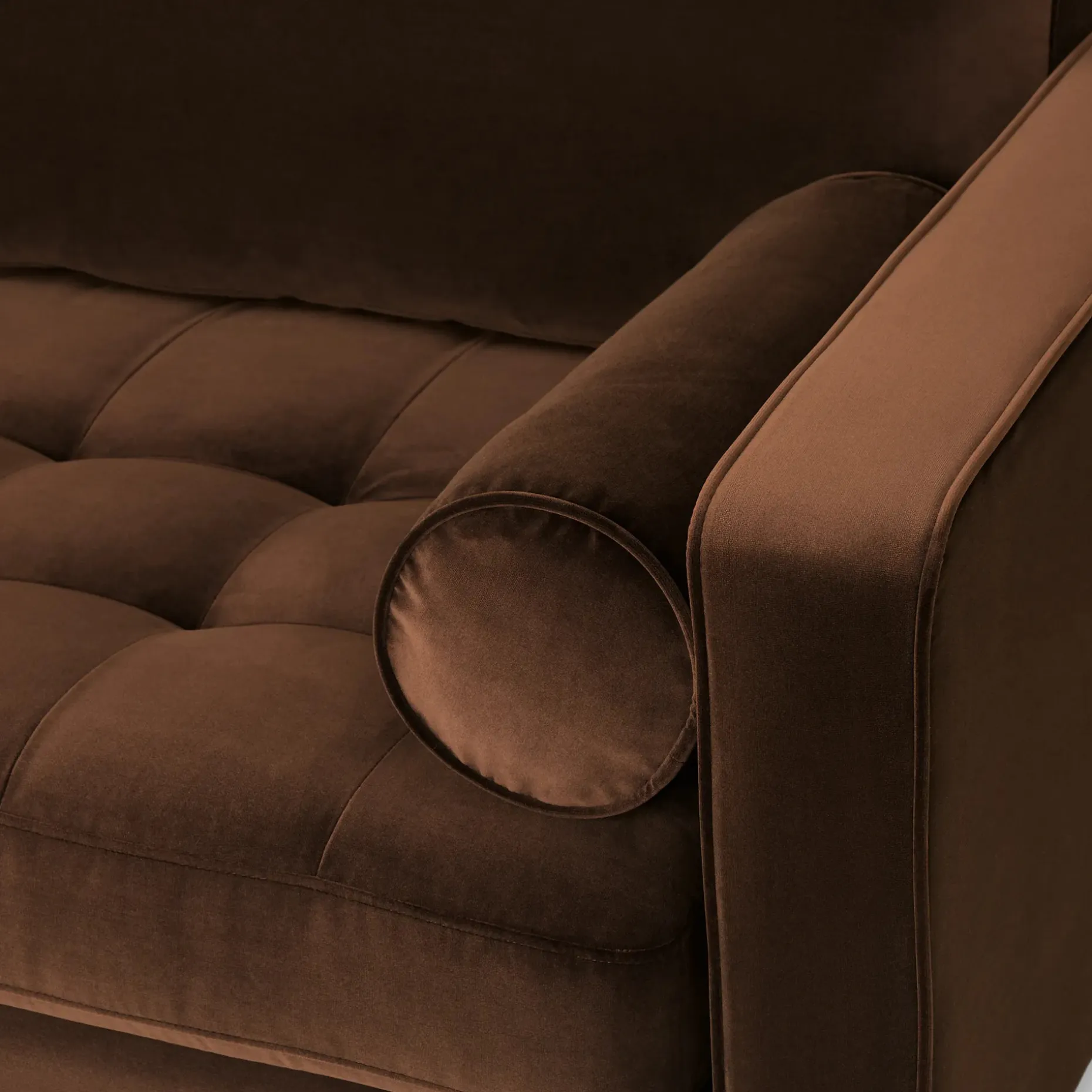 Sven 88" Tufted Velvet Sofa - Plush Pacific Brown