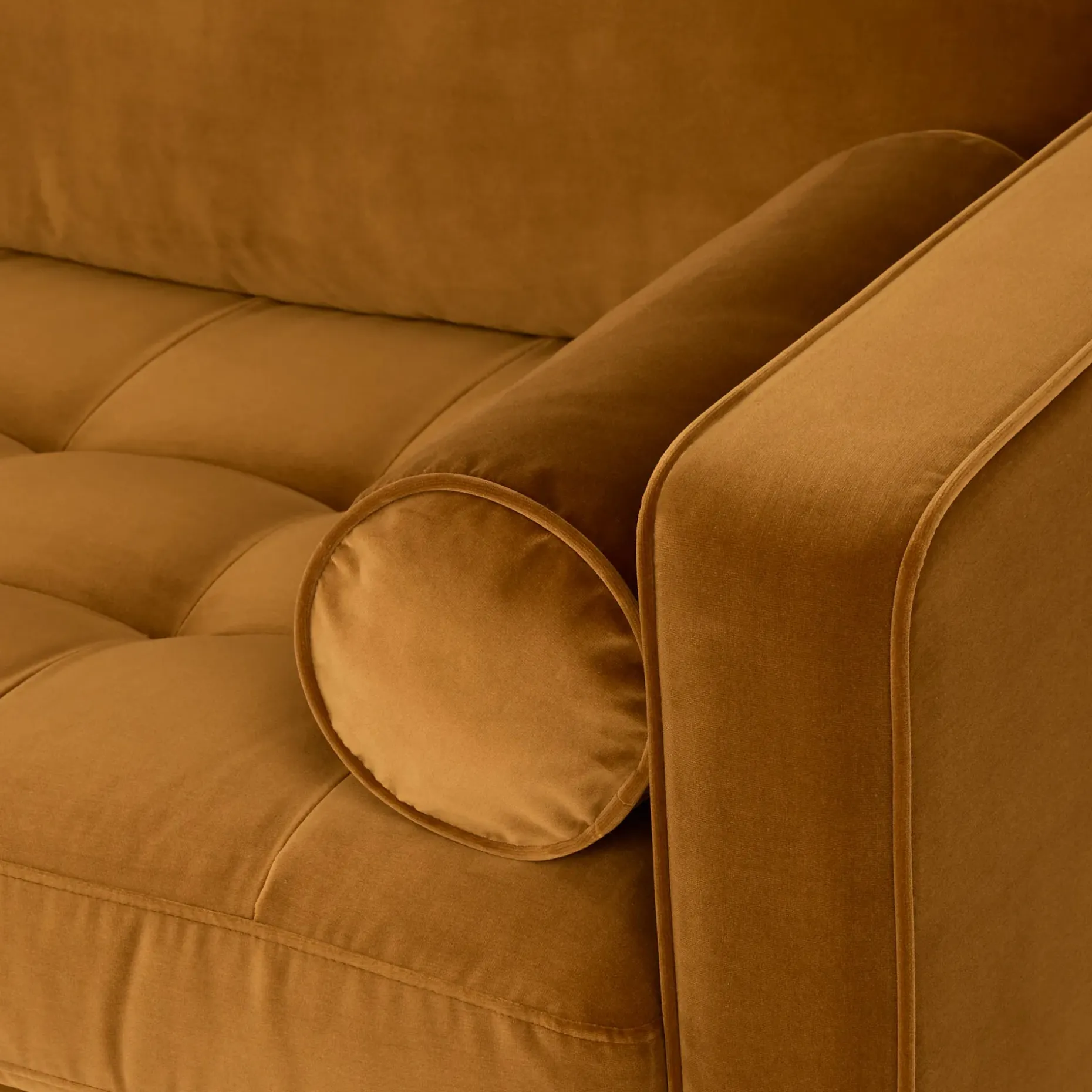 Sven 88" Tufted Velvet Sofa - Plush Pacific Ginger