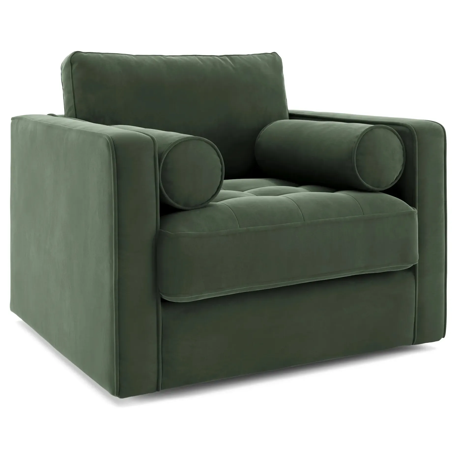 Sven 42.5" Tufted Velvet Swivel Chair - Plush Pacific Green