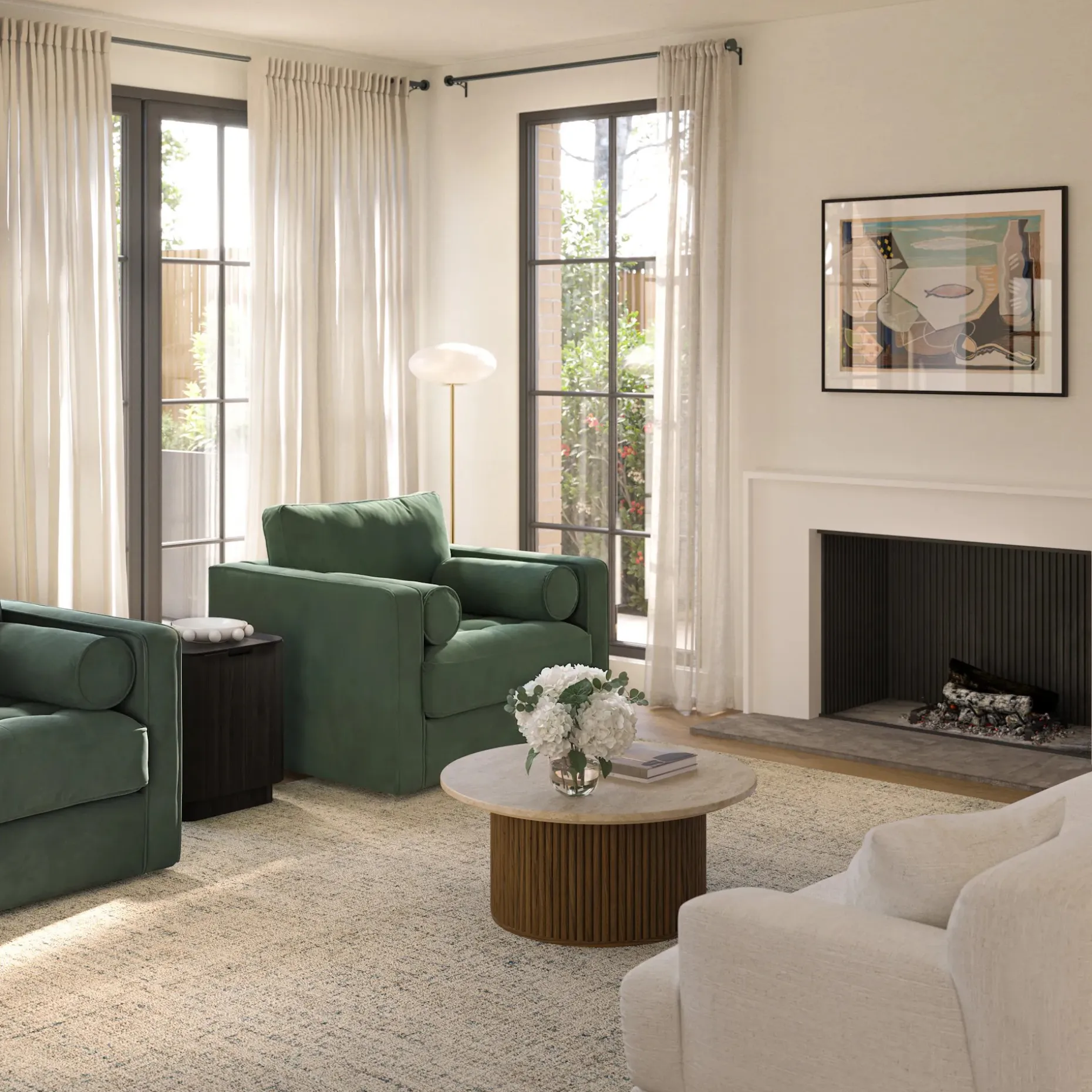Sven 42.5" Tufted Velvet Swivel Chair - Plush Pacific Green