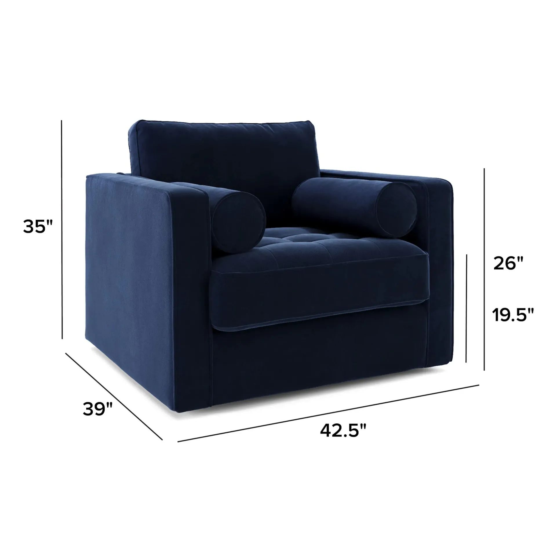 Sven 42.5" Tufted Velvet Swivel Chair - Plush Cascadia Blue