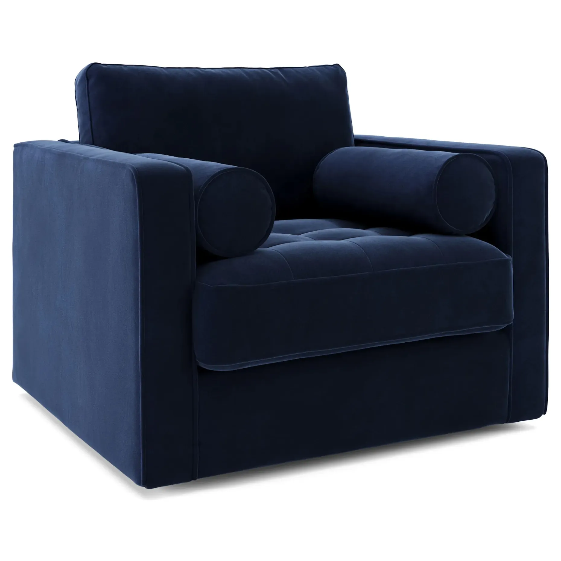 Sven 42.5" Tufted Velvet Swivel Chair - Plush Cascadia Blue