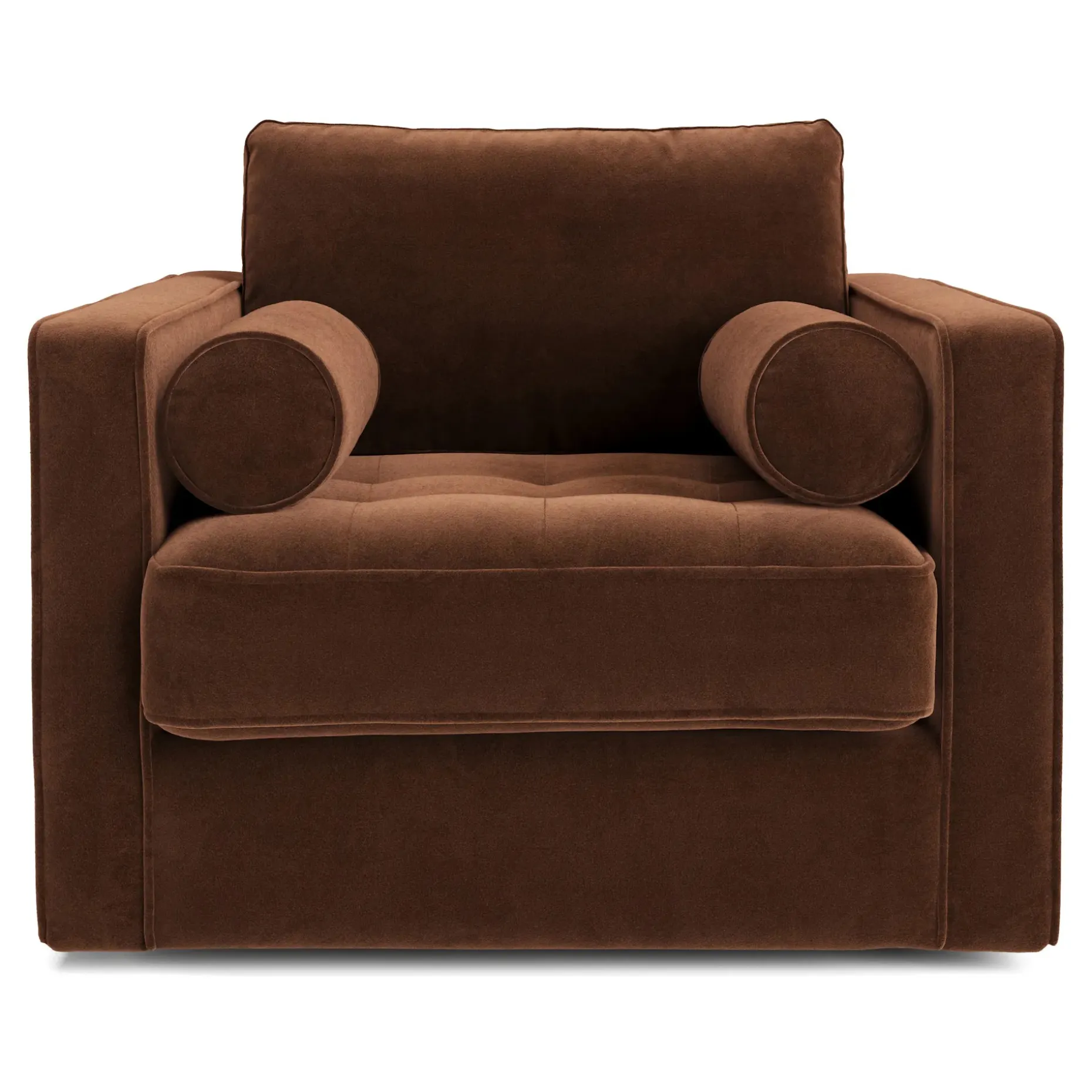 Sven 42.5" Tufted Velvet Swivel Chair - Plush Pacific Brown