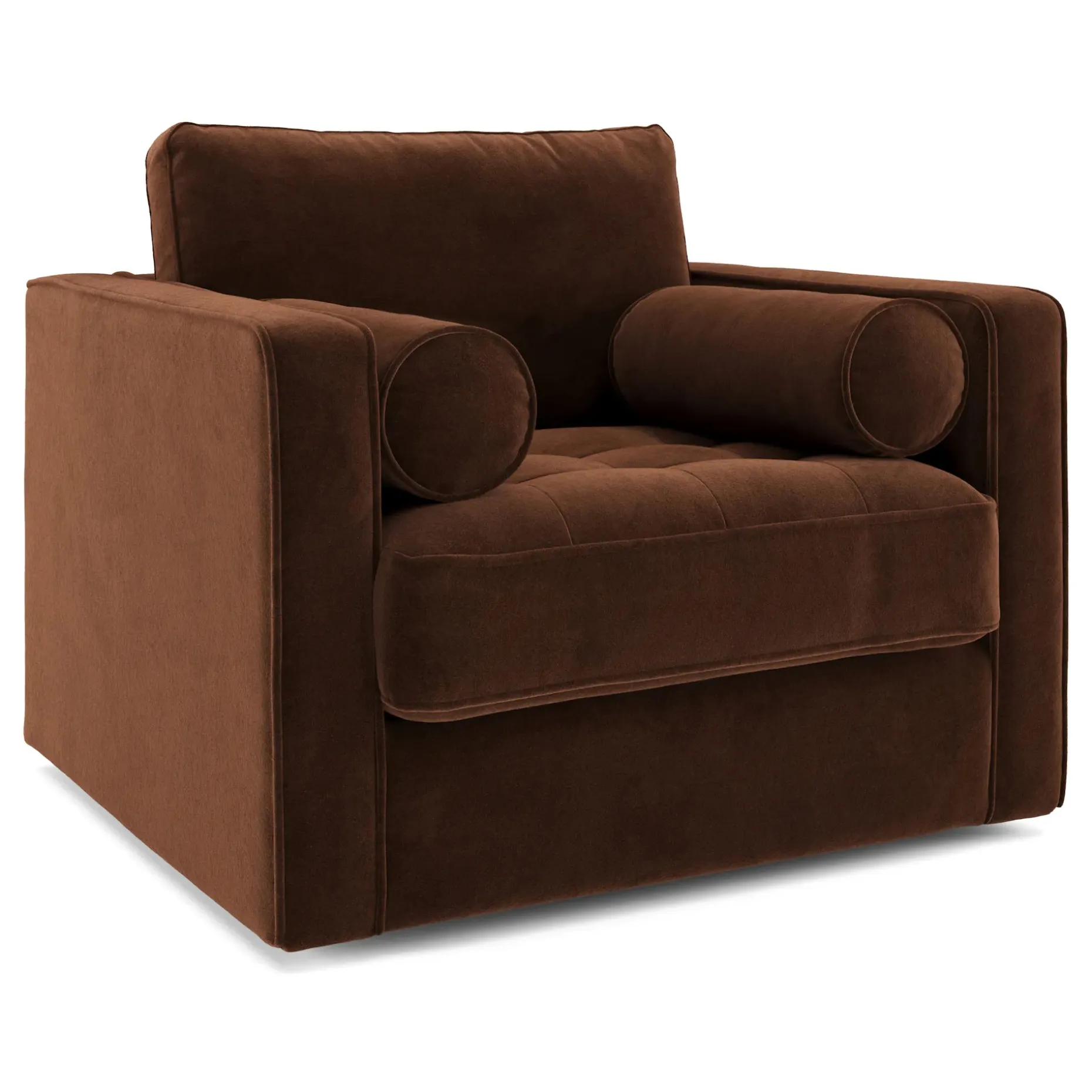 Sven 42.5" Tufted Velvet Swivel Chair - Plush Pacific Brown