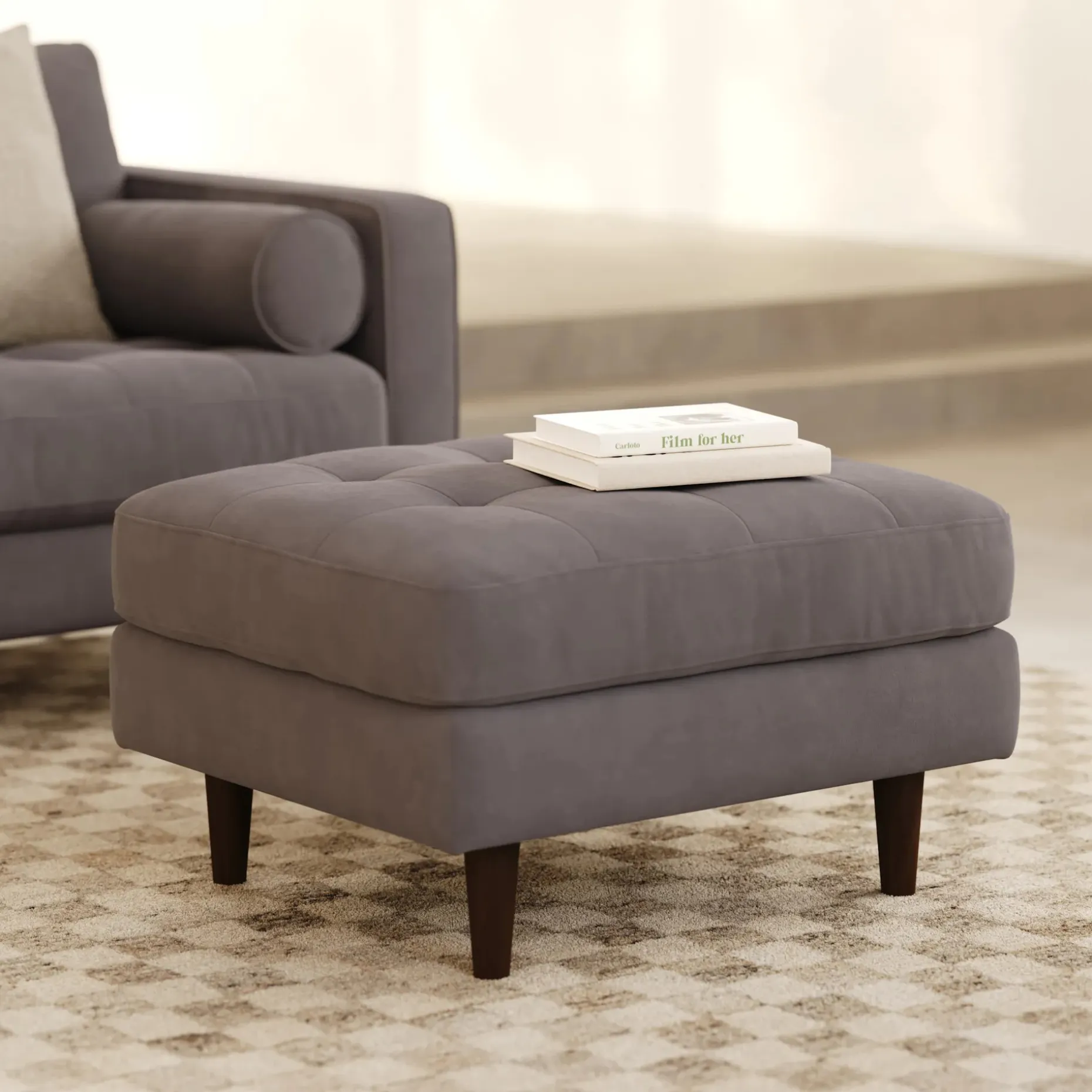 Sven 30" Velvet Ottoman - Hale Warm Gray