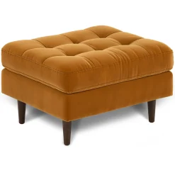 Sven 30" Velvet Ottoman - Plush Pacific Ginger