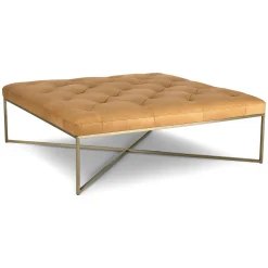 Tablet 47" Leather Square Ottoman - Charme Tan