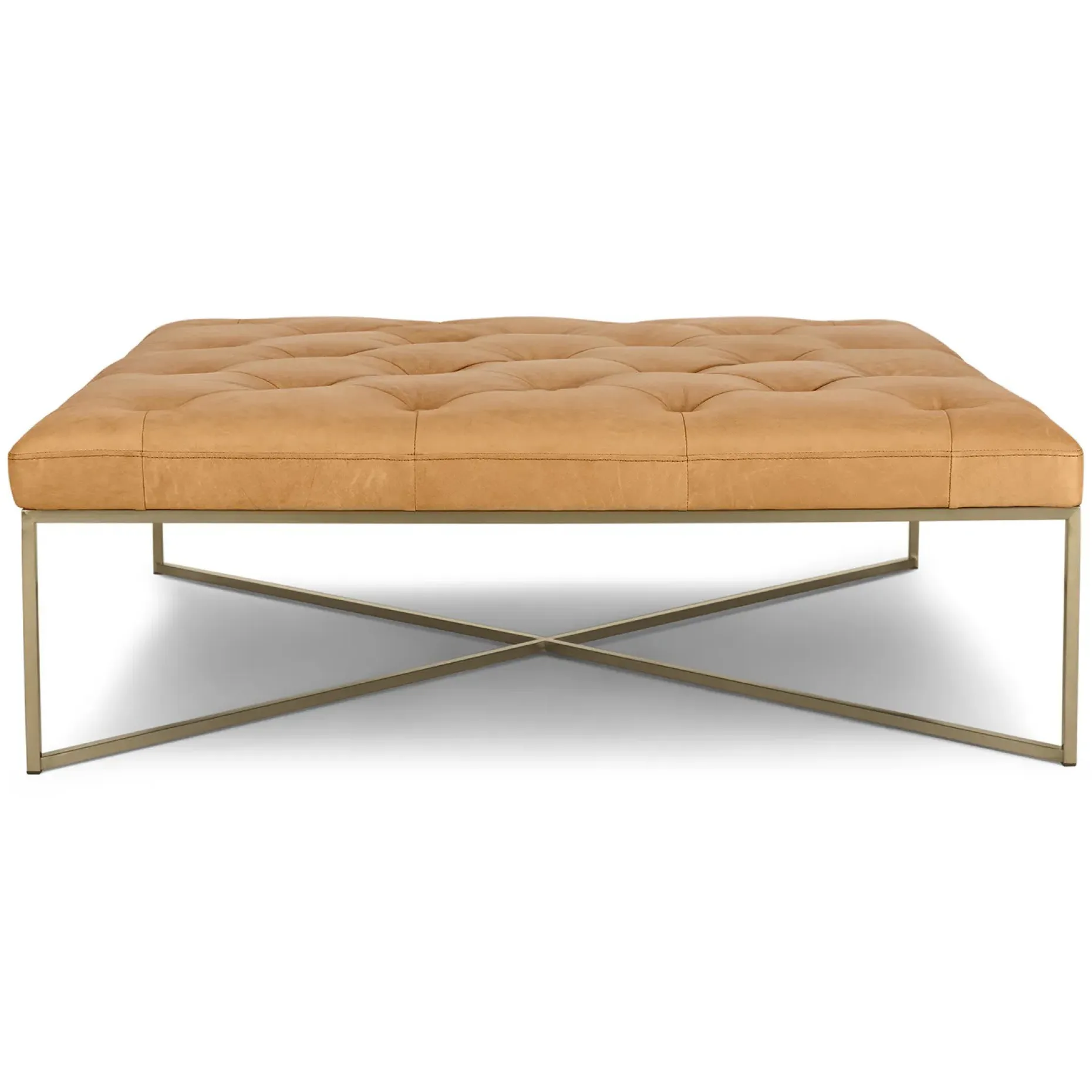 Tablet 47" Leather Square Ottoman - Charme Tan