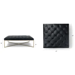 Tablet 47" Leather Square Ottoman - Charme Black