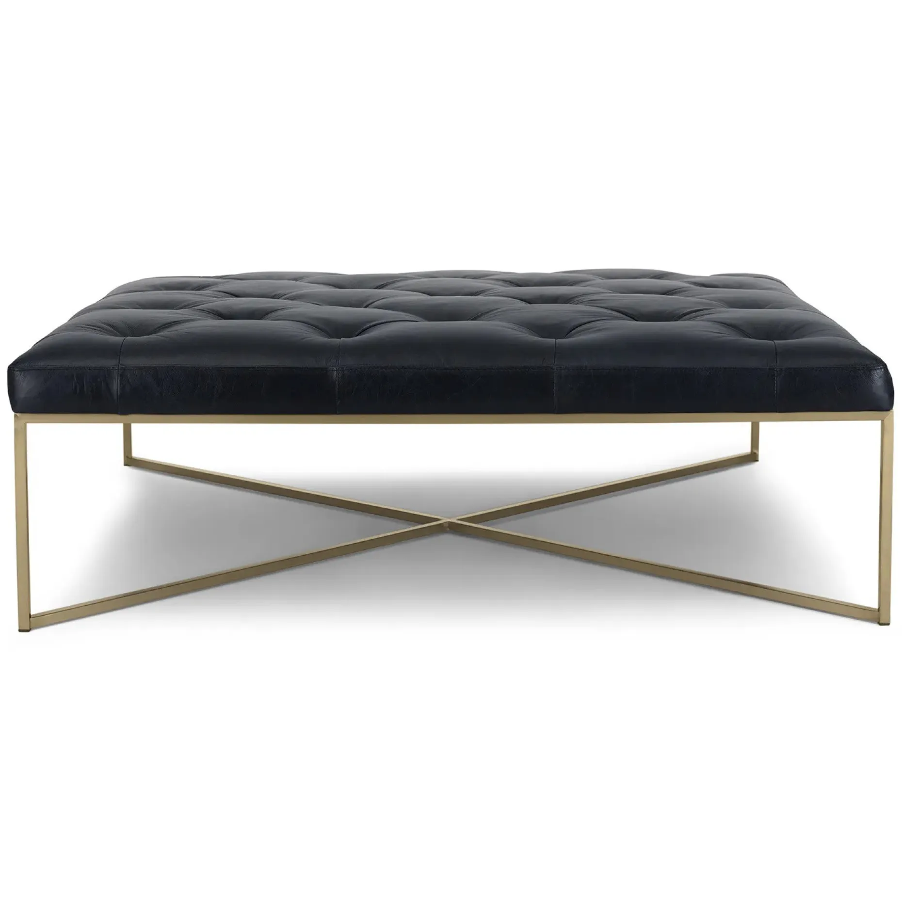 Tablet 47" Leather Square Ottoman - Charme Black