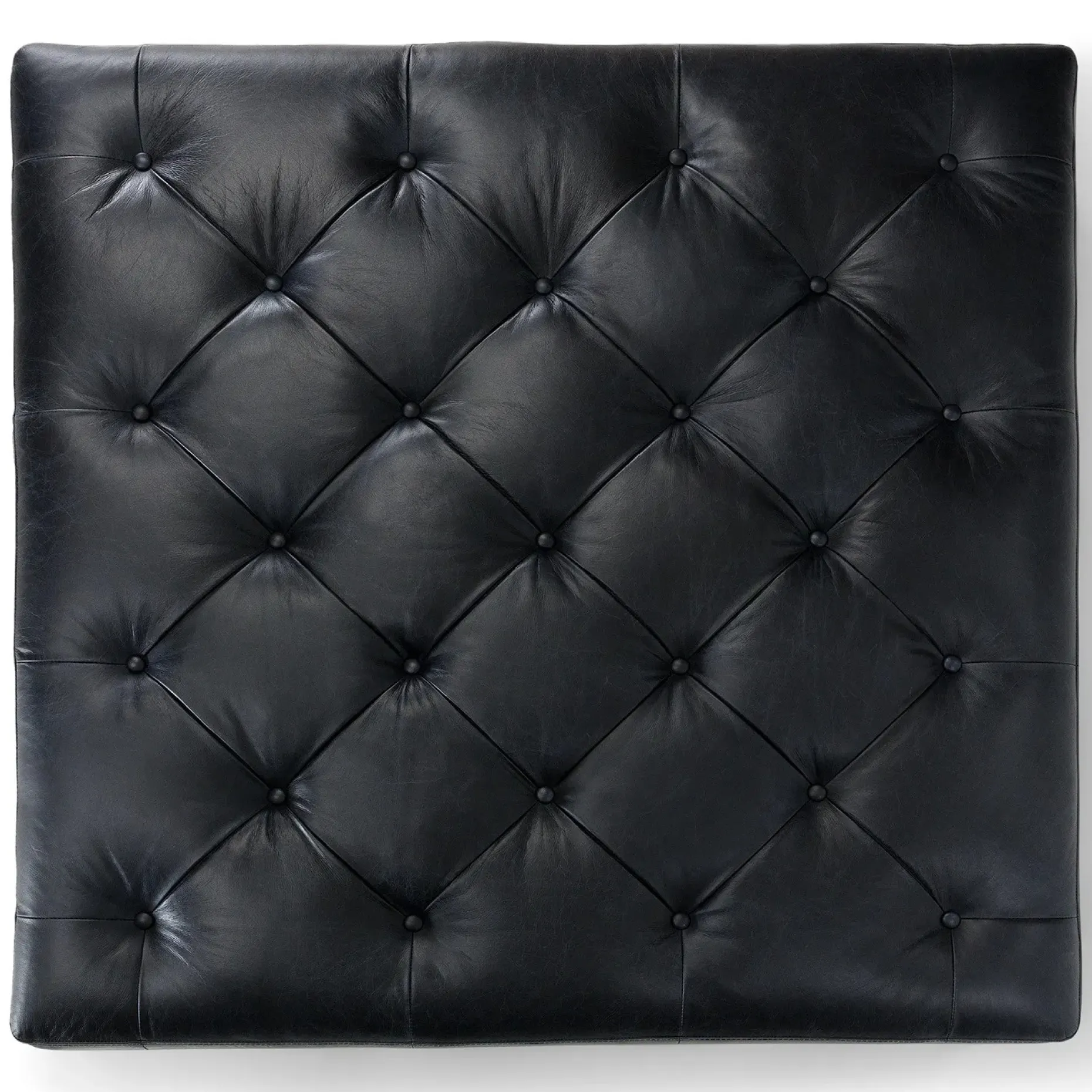 Tablet 47" Leather Square Ottoman - Charme Black