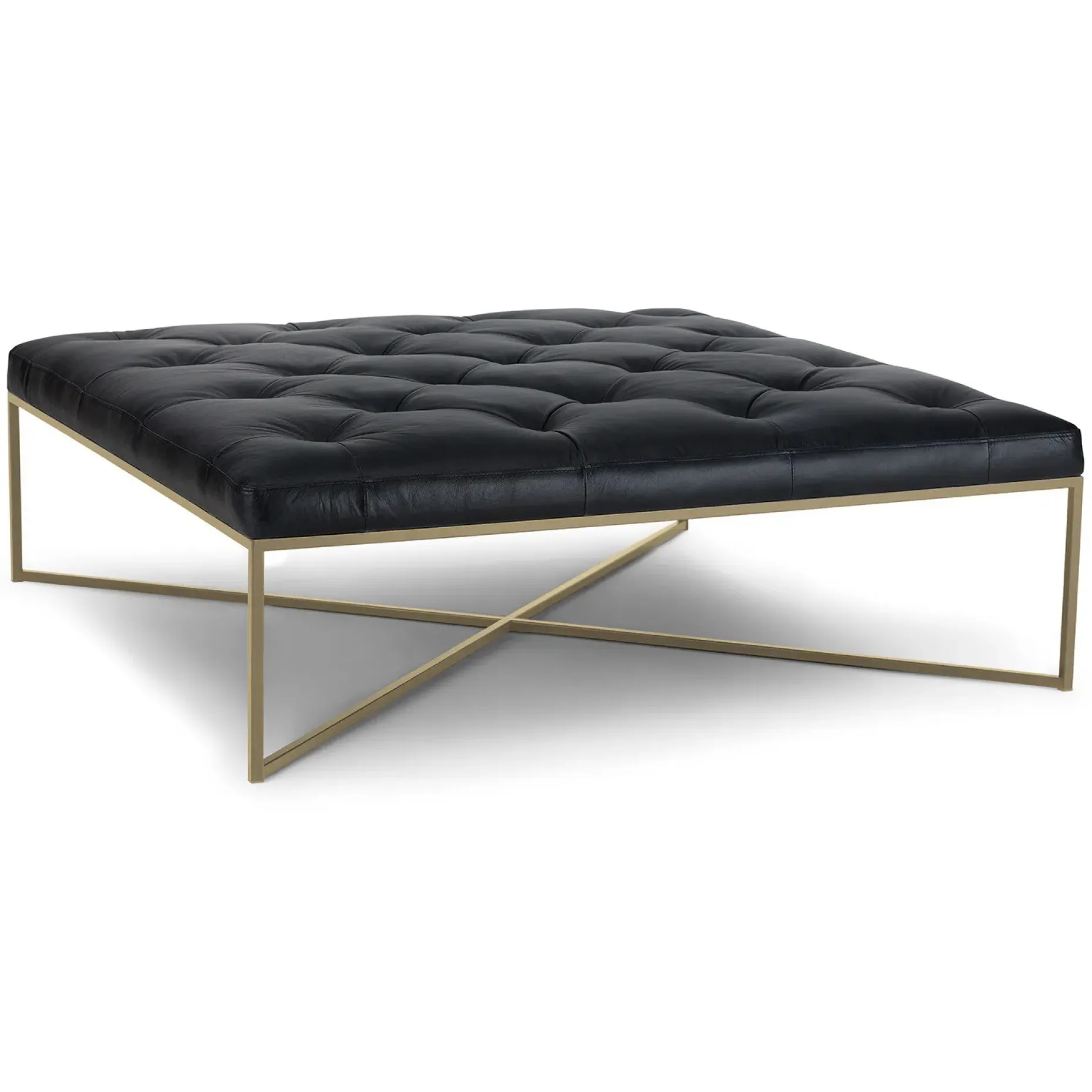 Tablet 47" Leather Square Ottoman - Charme Black