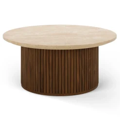Tala 31.5" Travertine Coffee Table - Walnut