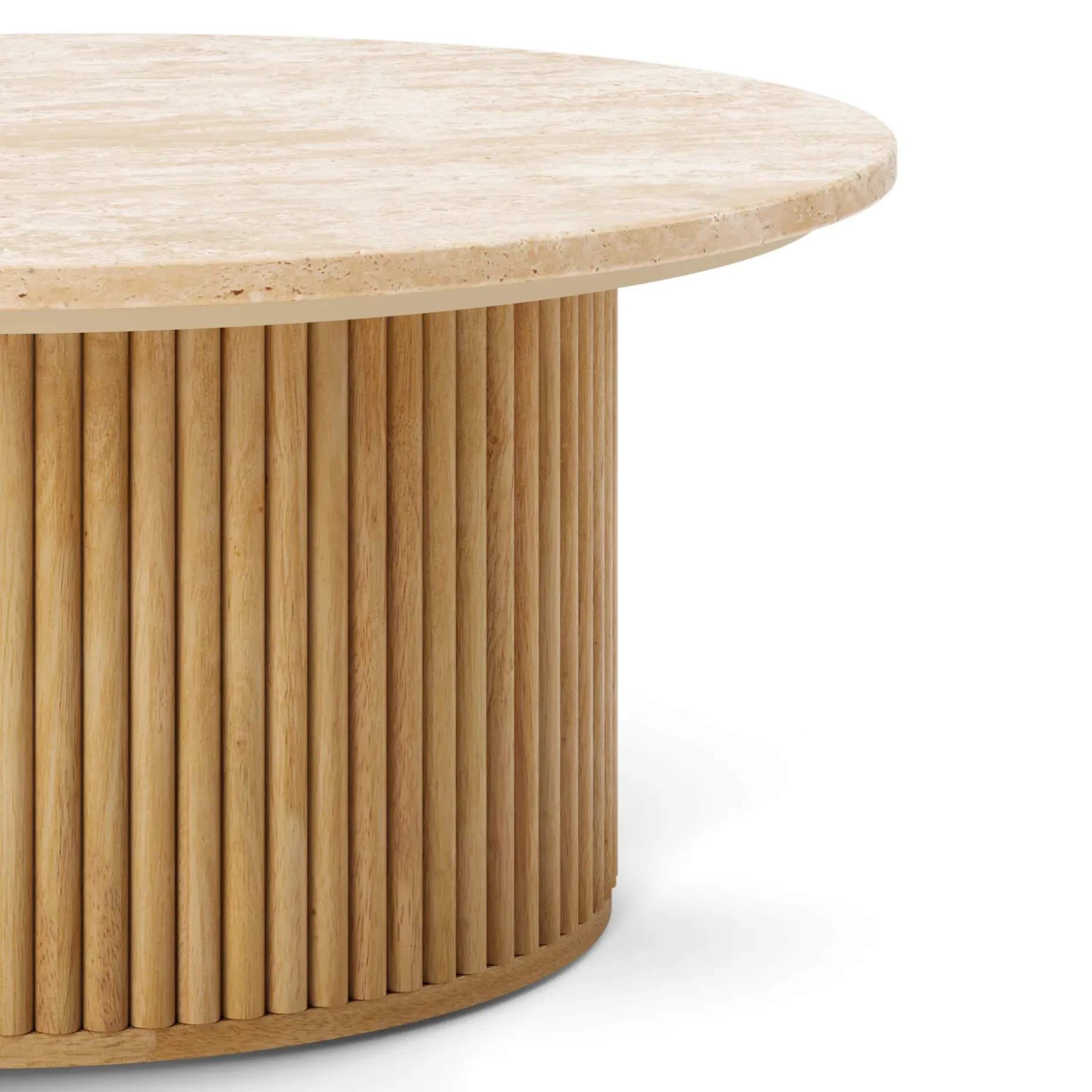 Tala 31.5" Travertine Coffee Table - Natural Oak