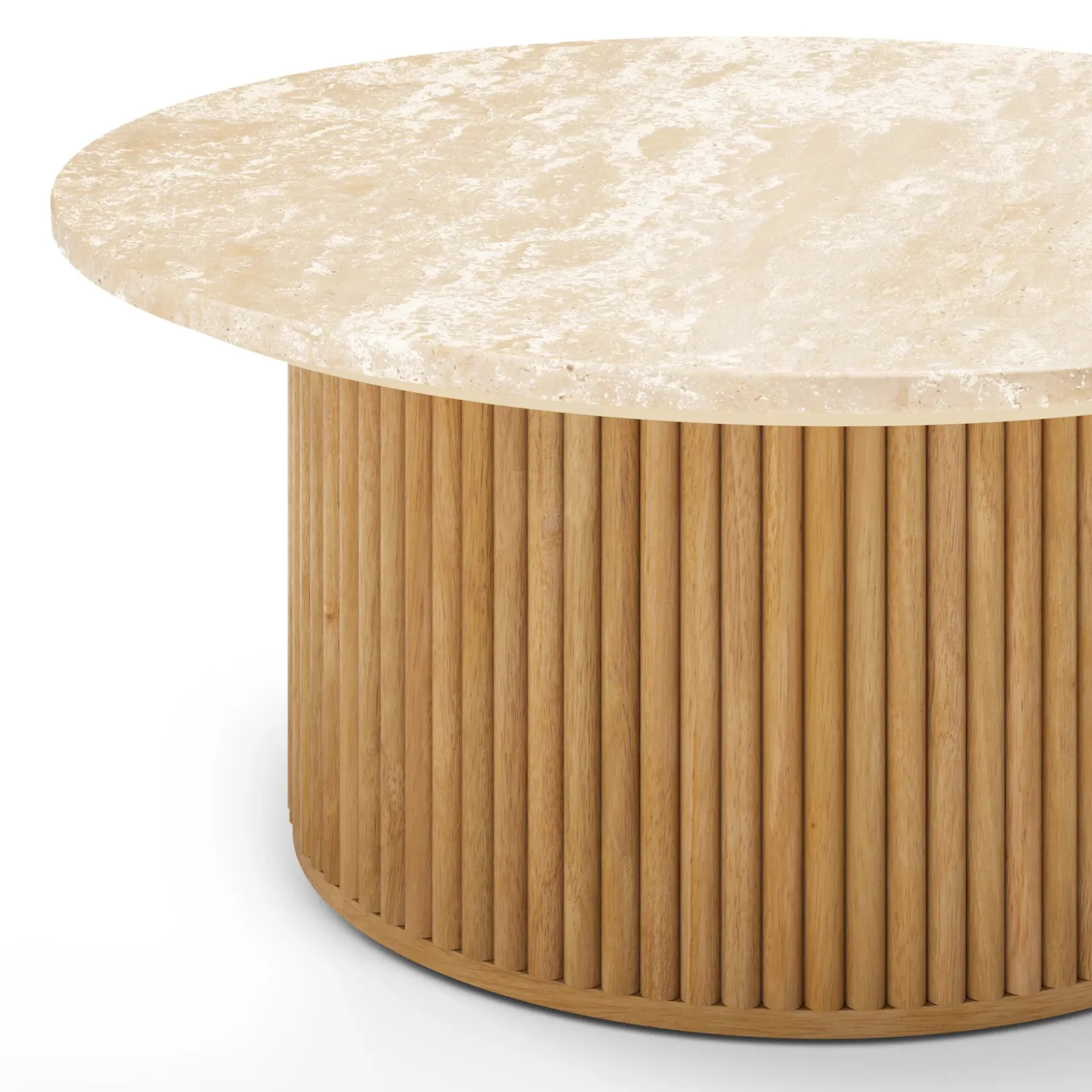 Tala 31.5" Travertine Coffee Table - Natural Oak
