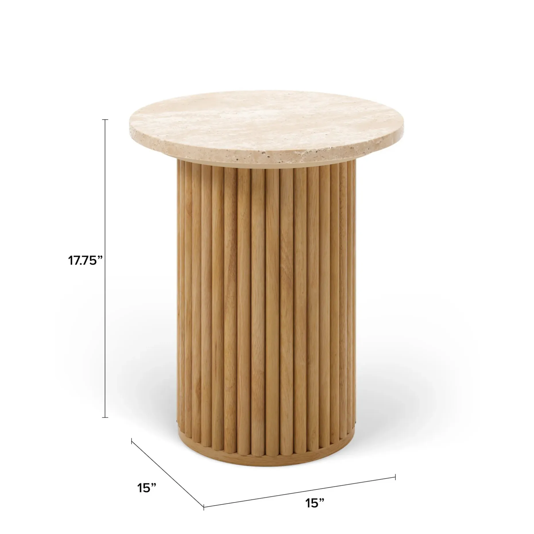 Tala Travertine Side Table - Natural Oak