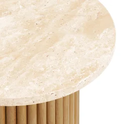 Tala Travertine Side Table - Natural Oak