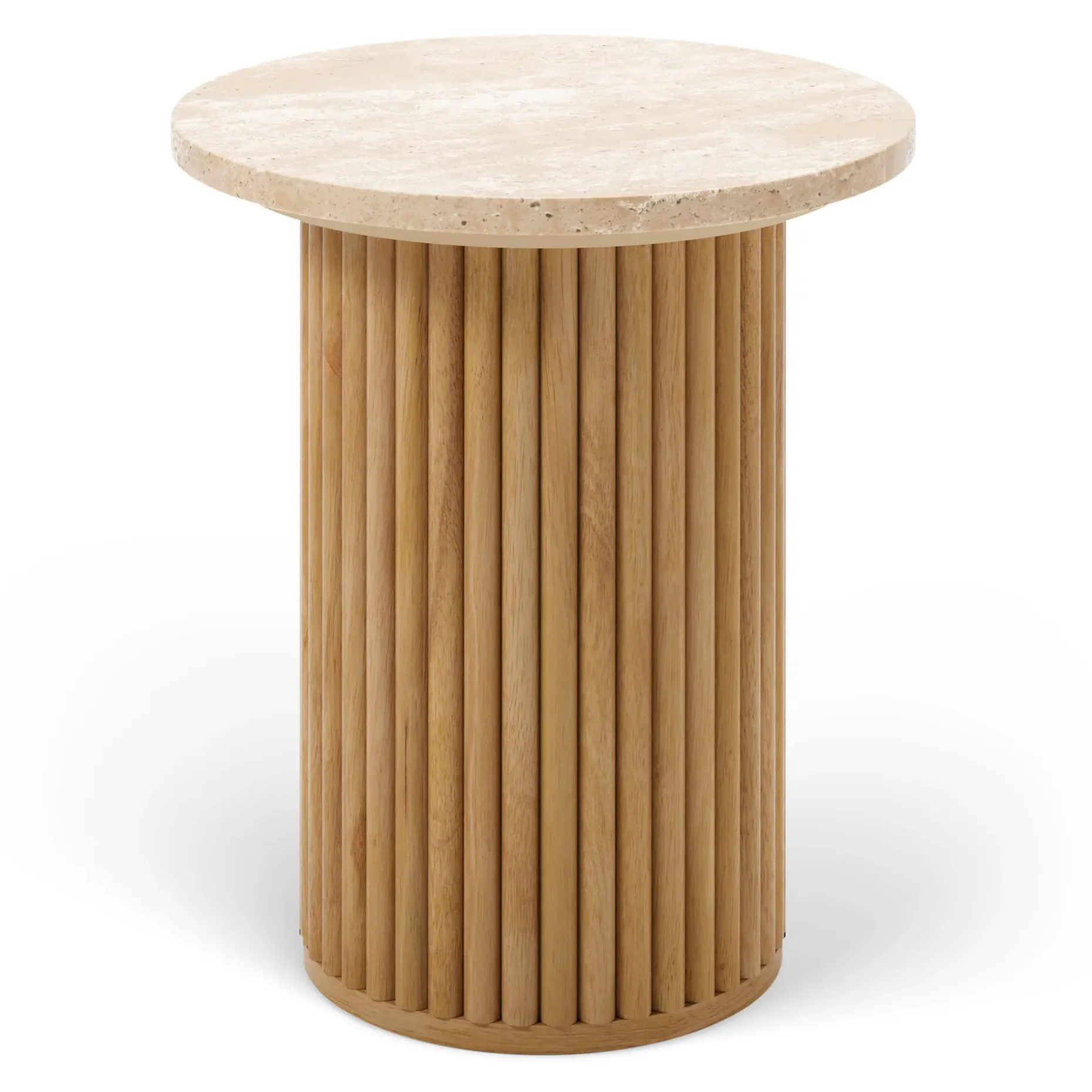 Tala Travertine Side Table - Natural Oak