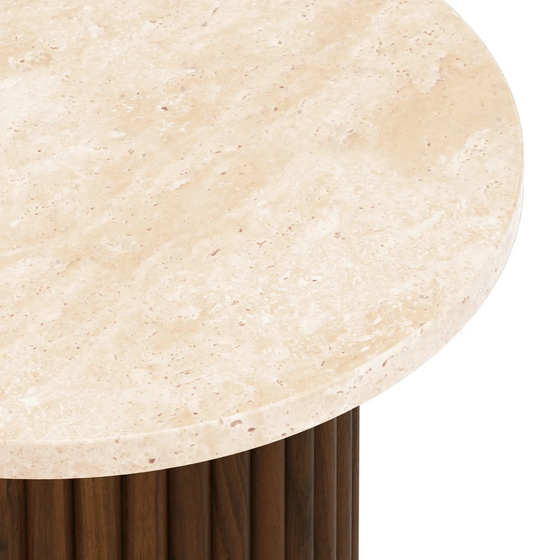 Tala Travertine Side Table - Walnut