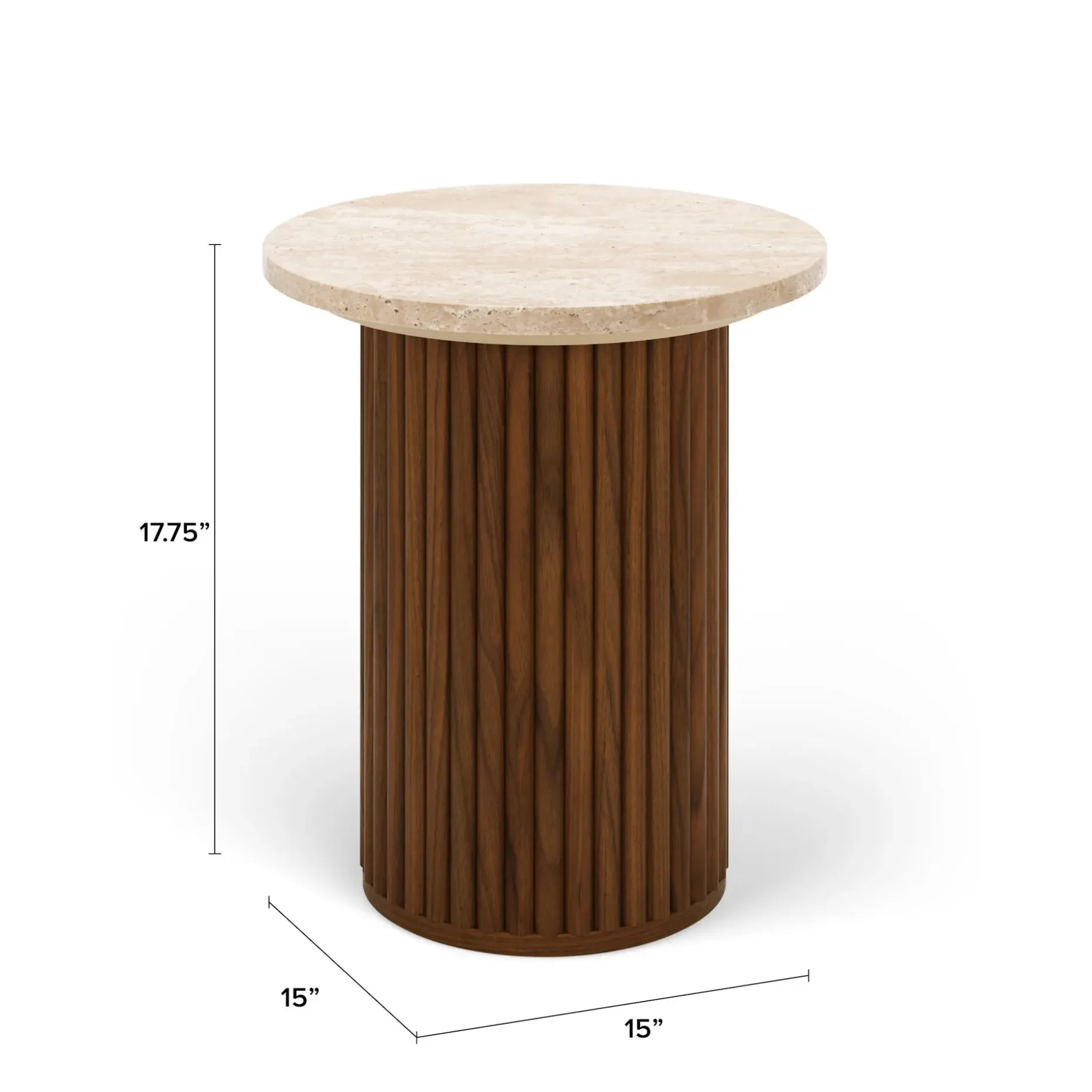 Tala Travertine Side Table - Walnut