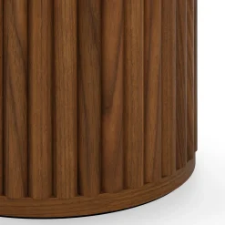 Tala Travertine Side Table - Walnut