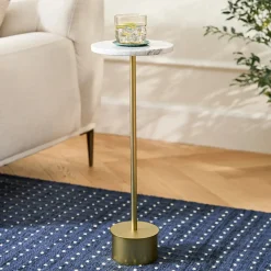 Tarvok Marble Drinks Table - Brass