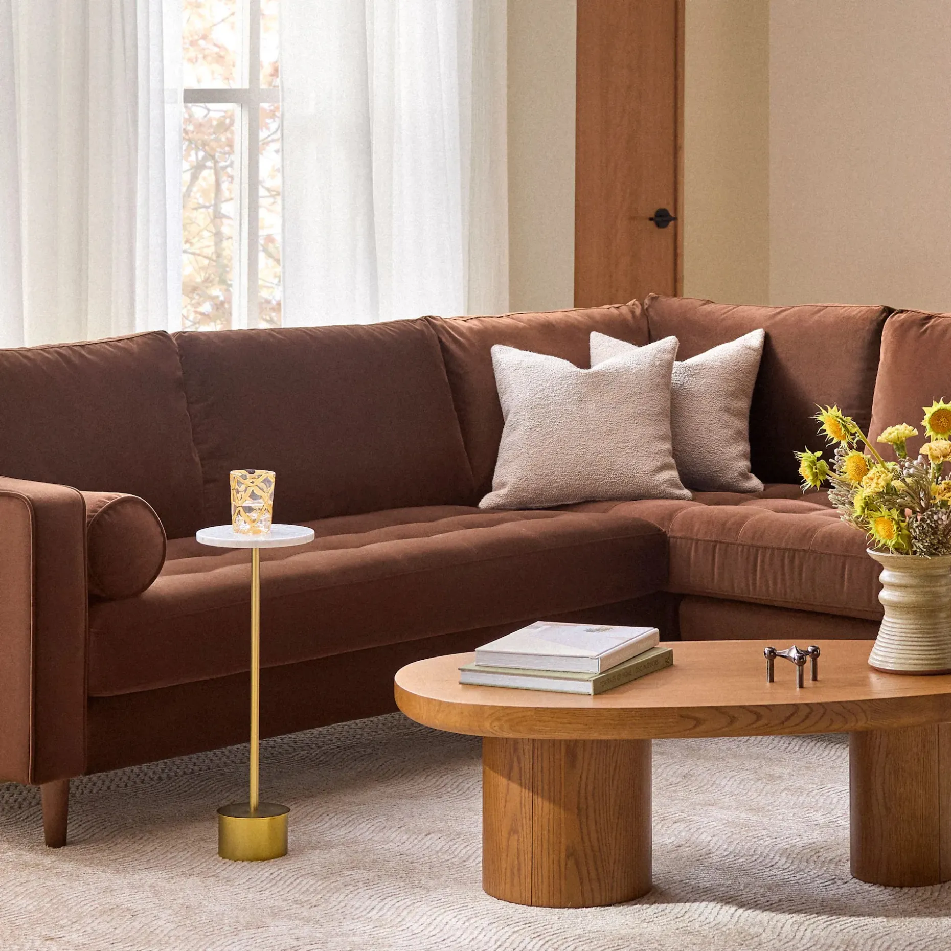 Tarvok Marble Drinks Table - Brass