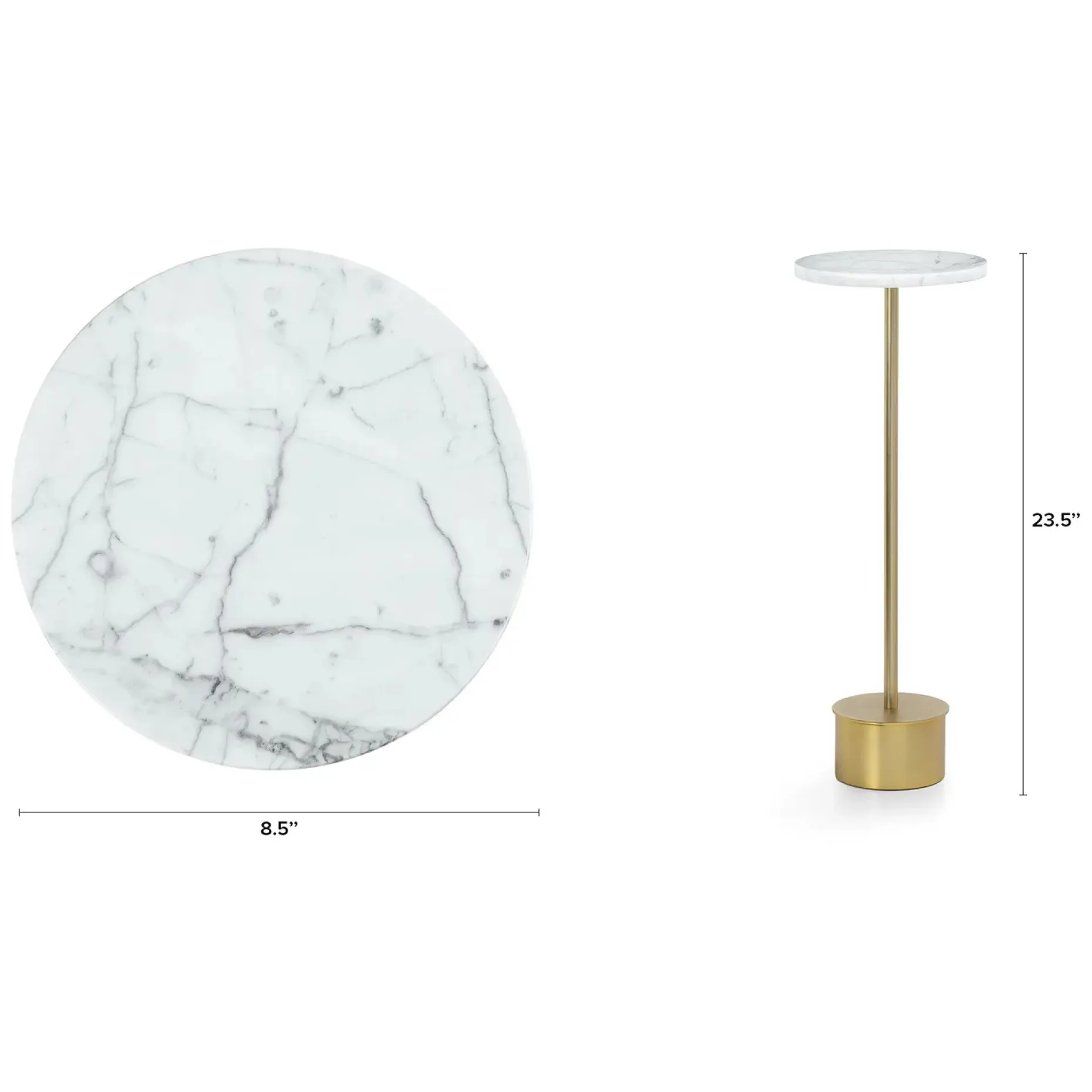 Tarvok Marble Drinks Table - Brass