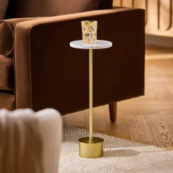 Tarvok Marble Drinks Table - Brass