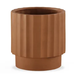 Tera Short Indoor/Outdoor Planter Set - Terracota and Walnut