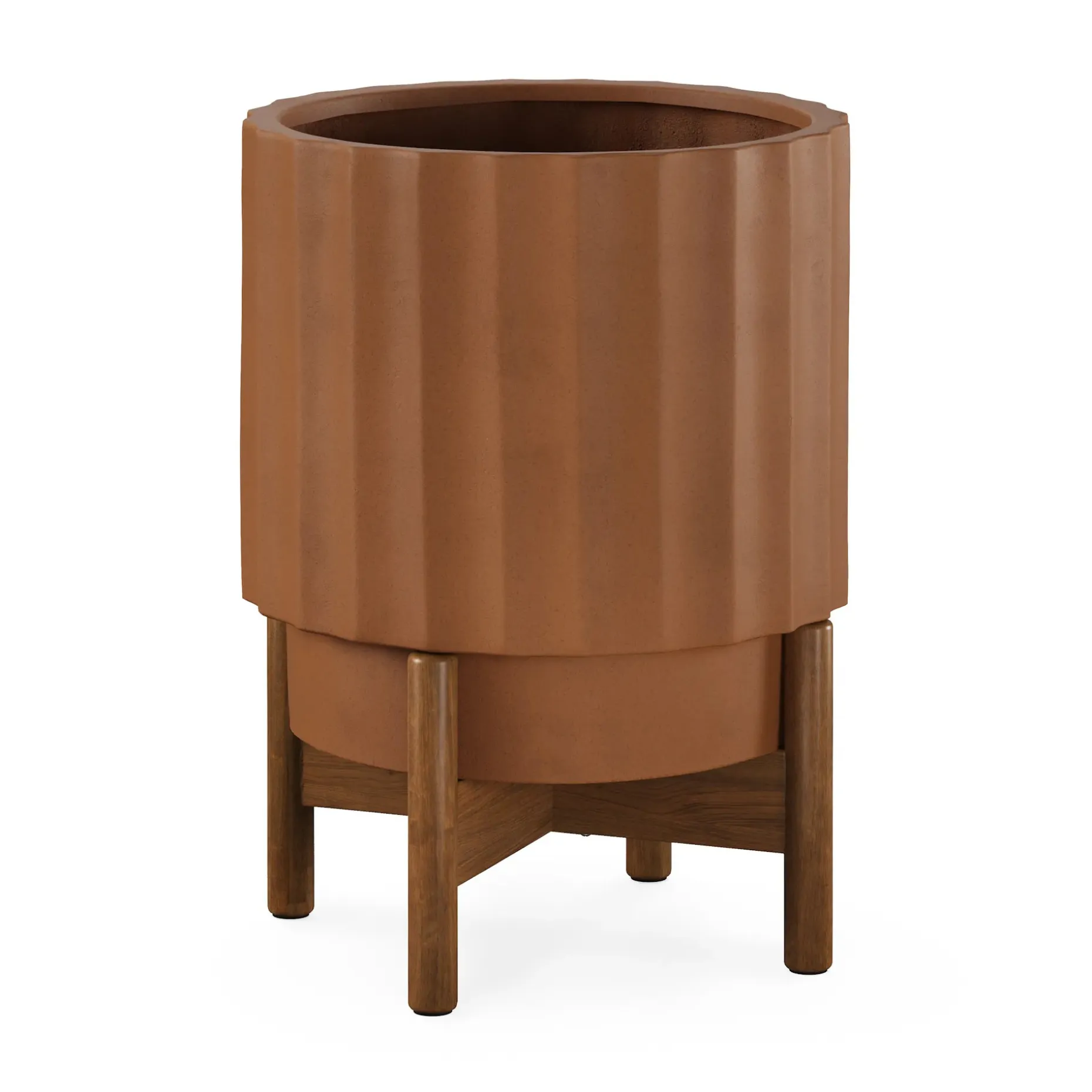 Tera Short Indoor/Outdoor Planter Set - Terracota and Walnut