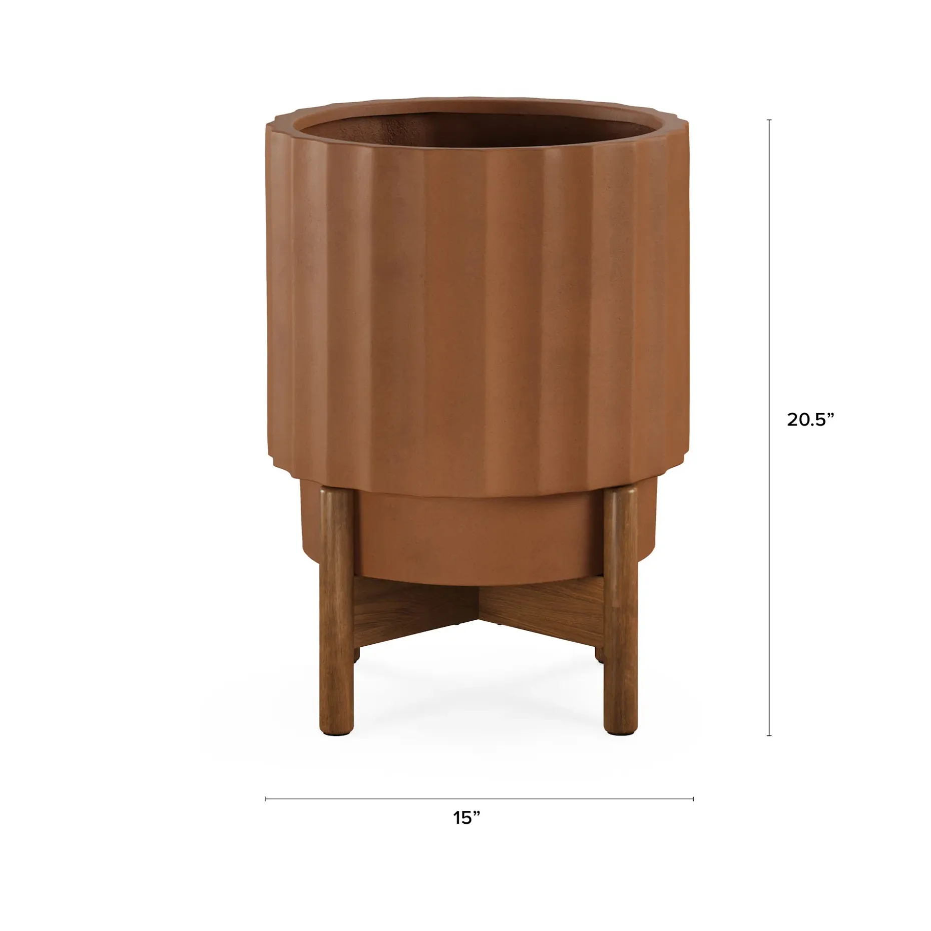 Tera Short Indoor/Outdoor Planter Set - Terracota and Walnut