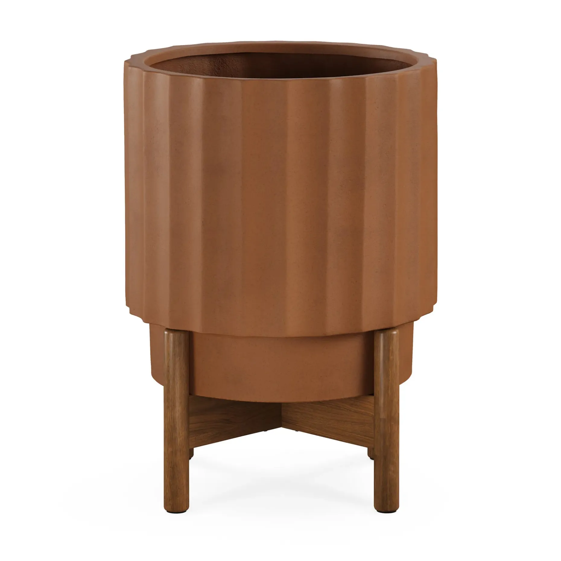 Tera Short Indoor/Outdoor Planter Set - Terracota and Walnut