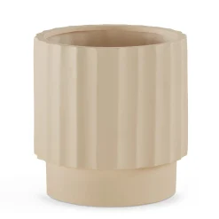 Tera Short Indoor/Outdoor Planter Set - Ivory and Walnut