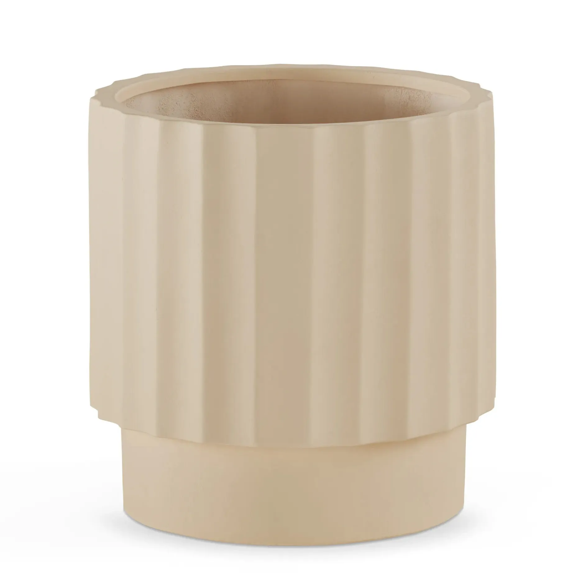 Tera Short Indoor/Outdoor Planter Set - Ivory and Walnut