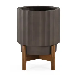 Tera Short Indoor/Outdoor Planter Set - Chocolate Brown and Walnut