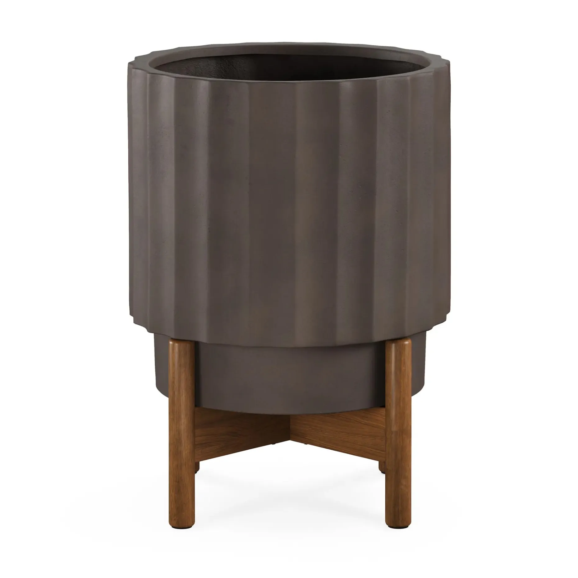Tera Short Indoor/Outdoor Planter Set - Chocolate Brown and Walnut